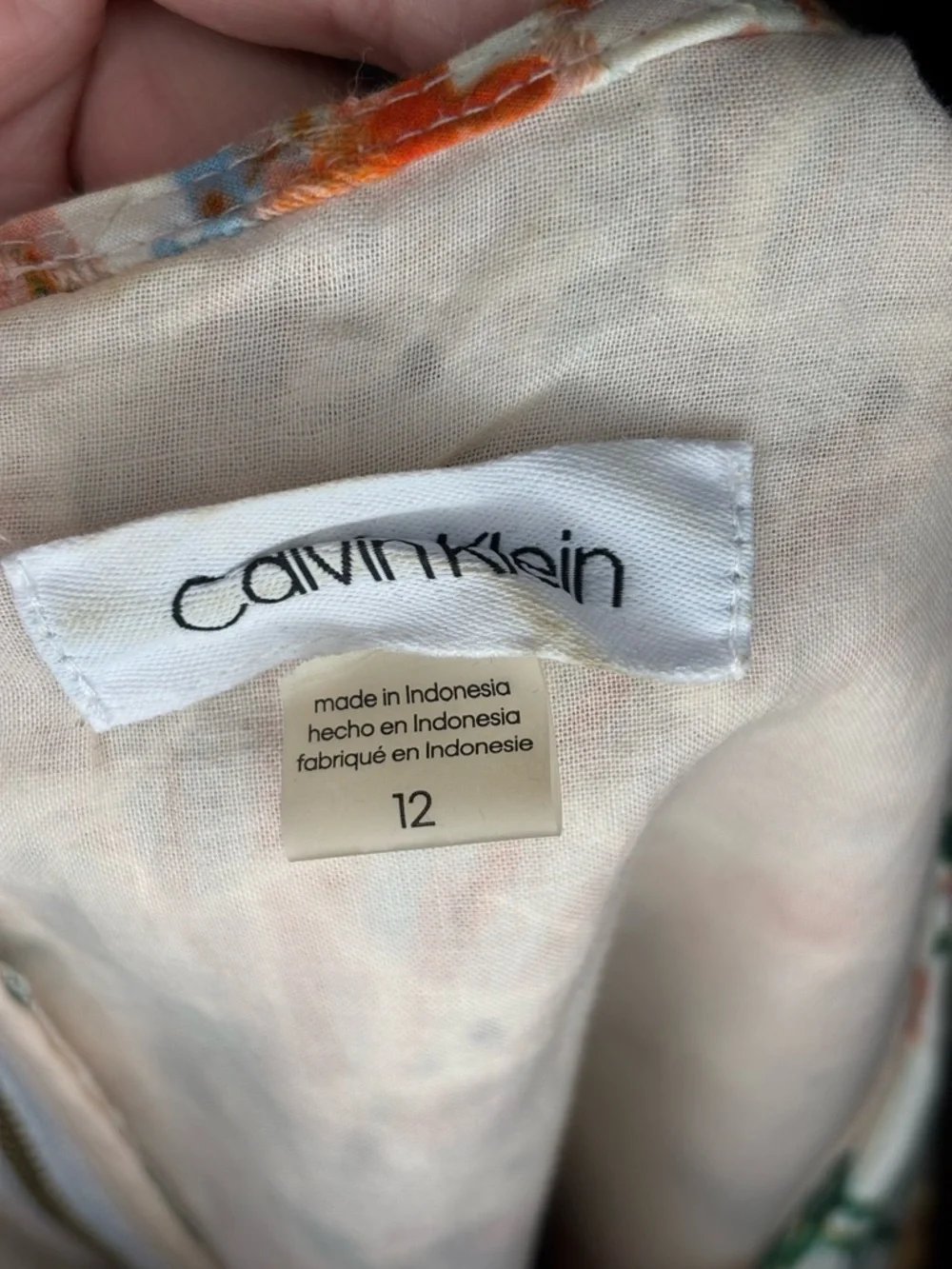 Calvin Klein Watercolor Floral Sleeveless A-Line Eyelet Dress Size 12 - Picture 5 of 7